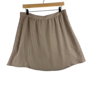 Annie Griffin Callie Mini Skirt Women's Large 100% Silk Tan Pockets Swing NWT